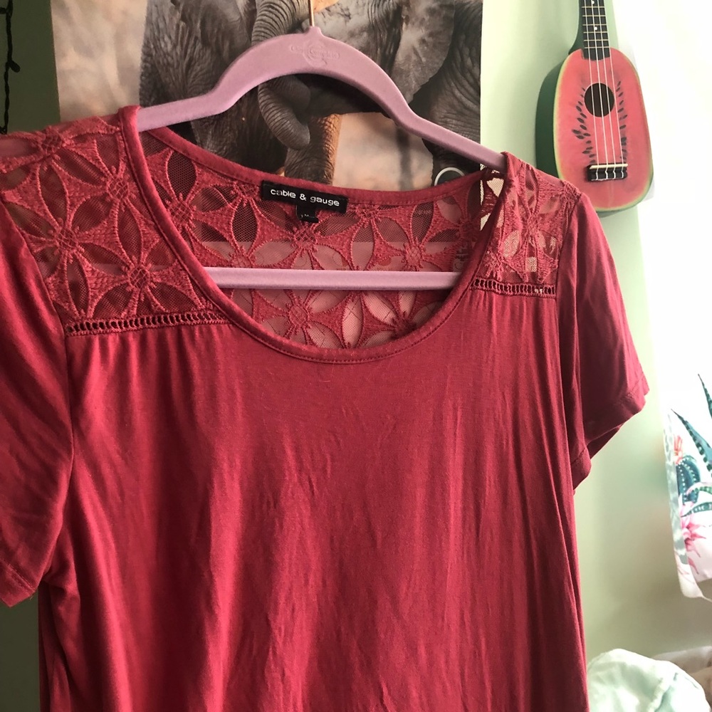 Cable and Gauge pink boho top